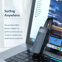 Orico адаптер USB3.0 to LAN Gigabit 1000Mbps black - UTK-U3, снимка 5 - Мрежови адаптери - 44783357