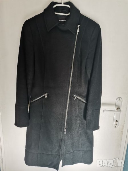 Черно дълго палто с подплата , снимка 1