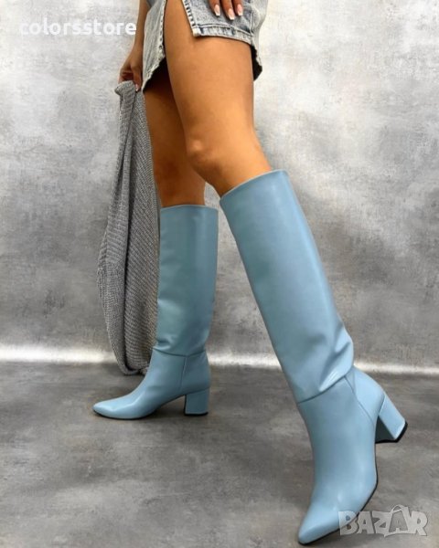 Ботуши на ток - синя кожа - BR30, снимка 1