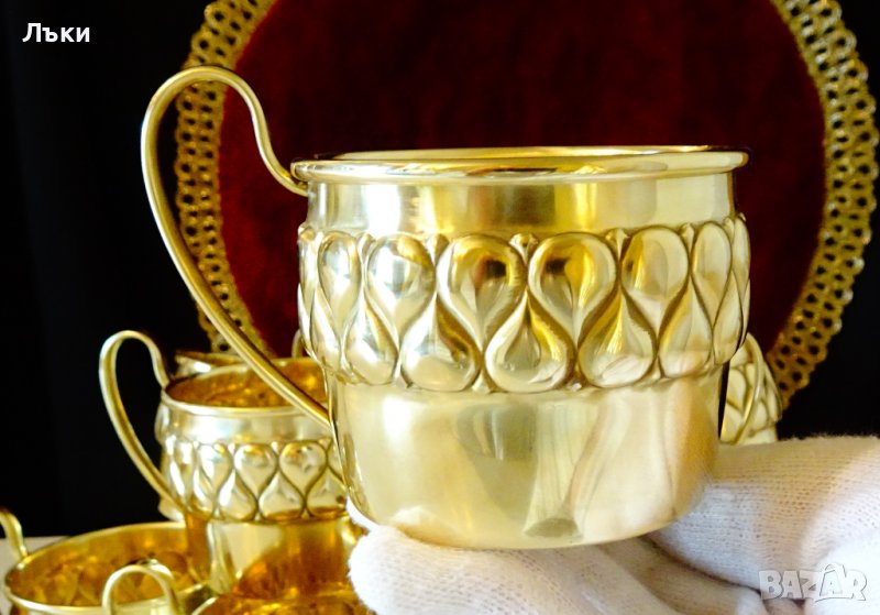 Позлатени чаши с разкошен релеф Wümak Germany 1899 г. , снимка 1