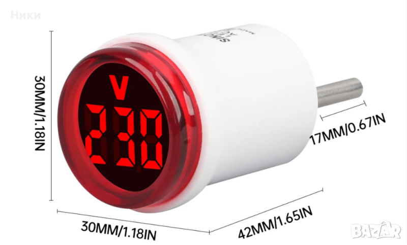 30 мм AC 230V волтметър с LED цифров дисплей , снимка 1