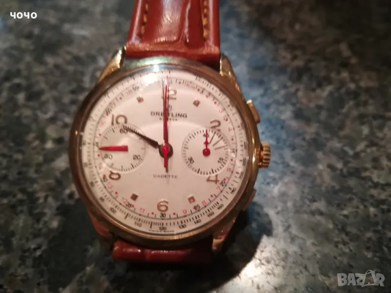 Breitling Cadette chronograph 18 kt 37mm-Venus188, снимка 1