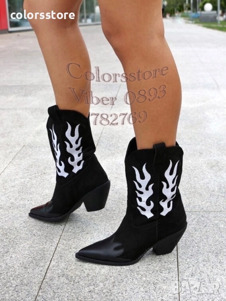 Боти на ток - черно и бяло - KB1, снимка 1