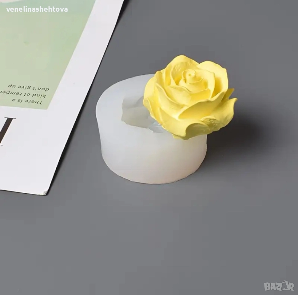 3D разцъфнала роза силиконов молд форма за свещи гипс сапун смола фондан за декорация на торта , снимка 1