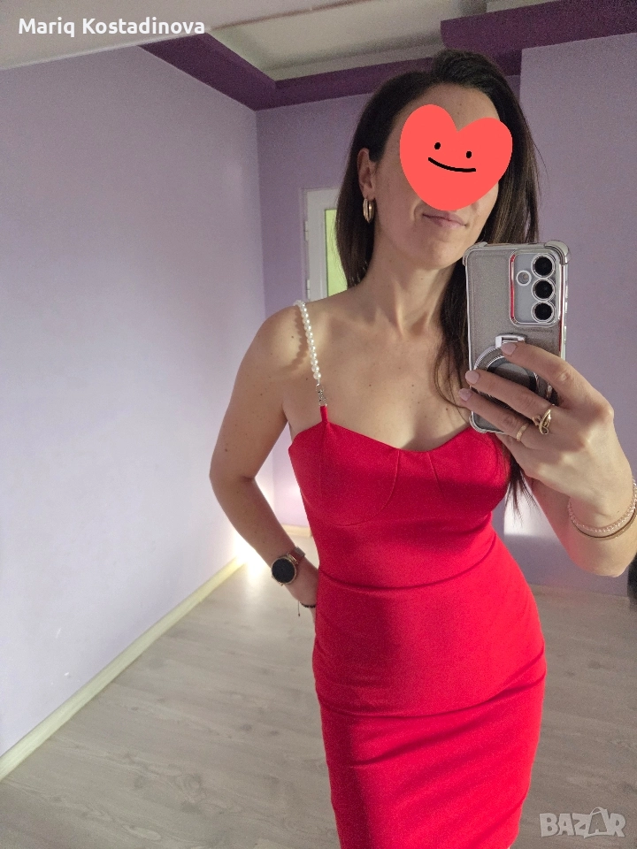 Червена елегантна рокля, снимка 1