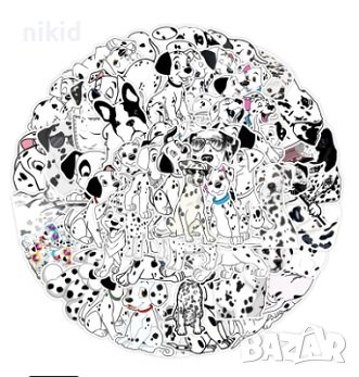 50 бр куче кучета далматнец самозалепващи лепенки стикери украса картонена торта ръчна изработка, снимка 1