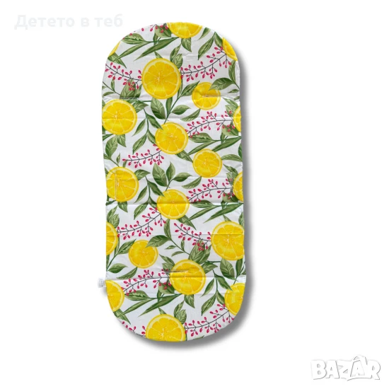 Подложка за количка - лукс лимони с гръб сив капитон, снимка 1
