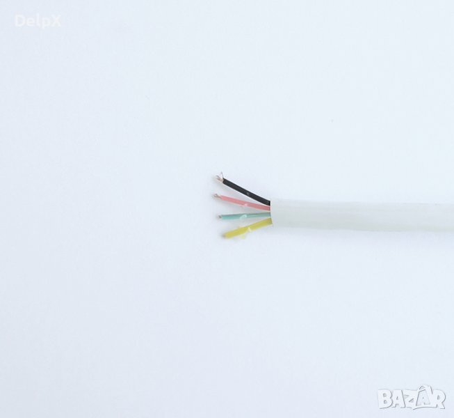 Телефонен плосък кабел за RJ11, четирижилен, бял, ШТПР, снимка 1