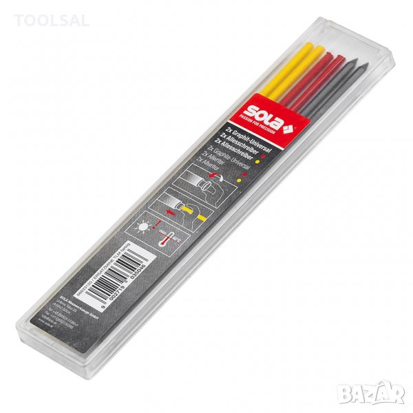 Графит за дърводелски молив комплект, 140 мм, жълт, червен и черен, 6 бр. /TLM EM F/, снимка 1