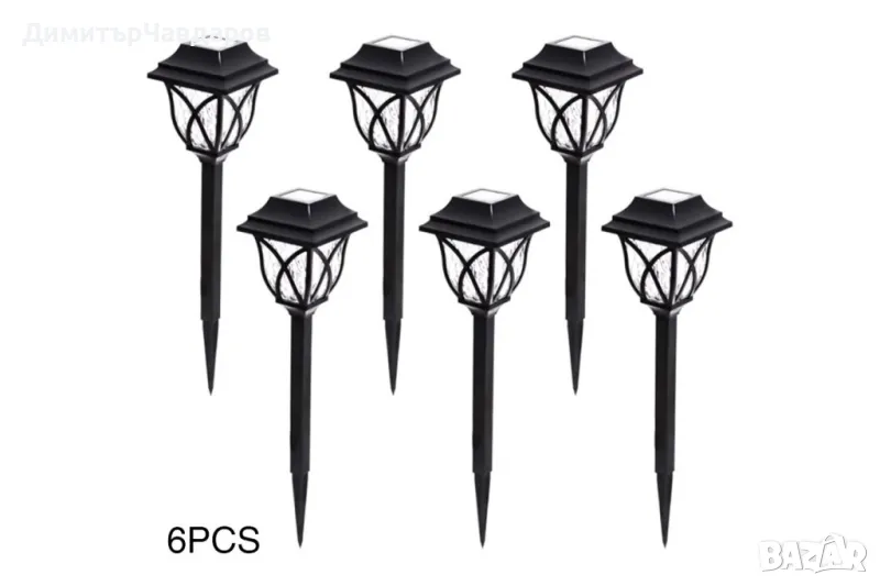 Комплект  6 броя соларни лампи за осветяване на алеи и пътеки в градината H LED32, снимка 1