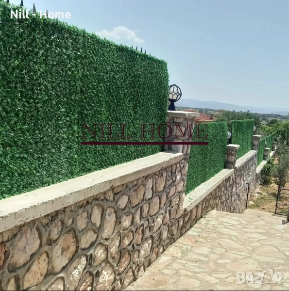 Поцинкована мрежа с декорация ( Изкуствена трева ) 4 мм. Тел / 40 мм. Око, снимка 1