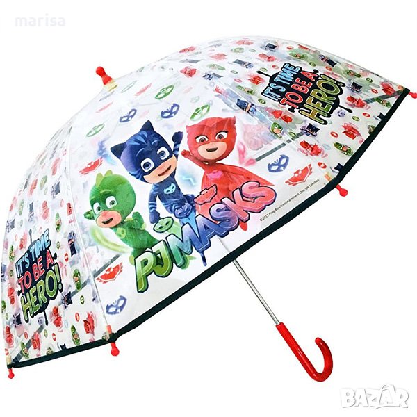 Детски чадър PJ Mask, Силиконов, Прозрачен, Тип гъба, 45см 048425, снимка 1