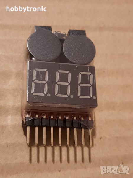 Li-Ion, LiPo battery voltage tester, buzzer - тестер на батерии 1S-8S, снимка 1