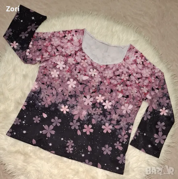 КРАСИВА блуза на цветя в преливащи розово-сиви цветове 3ХЛ/4ХЛ размер , снимка 1