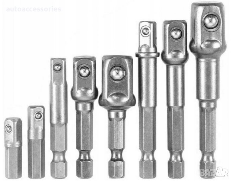 3000053584 Комплект адаптери за бормашина ,пробивна машина или битове, 1/4 ", 3/8", 1/2, 8 Броя, снимка 1