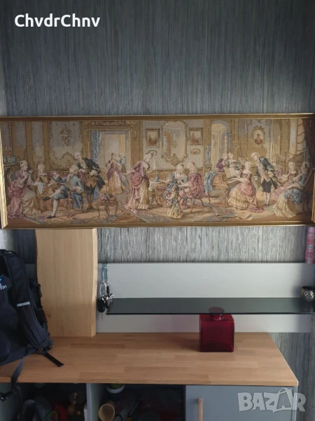дървена рамка 148x51см/голям стар френски гоблен/барокова картина, снимка 1
