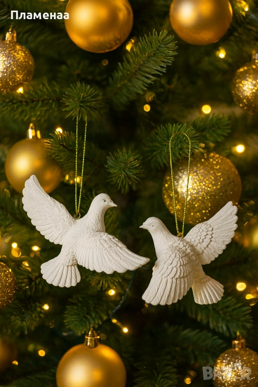 Гълъбите от „Сам вкъщи“- коледни висулки за елха , снимка 1