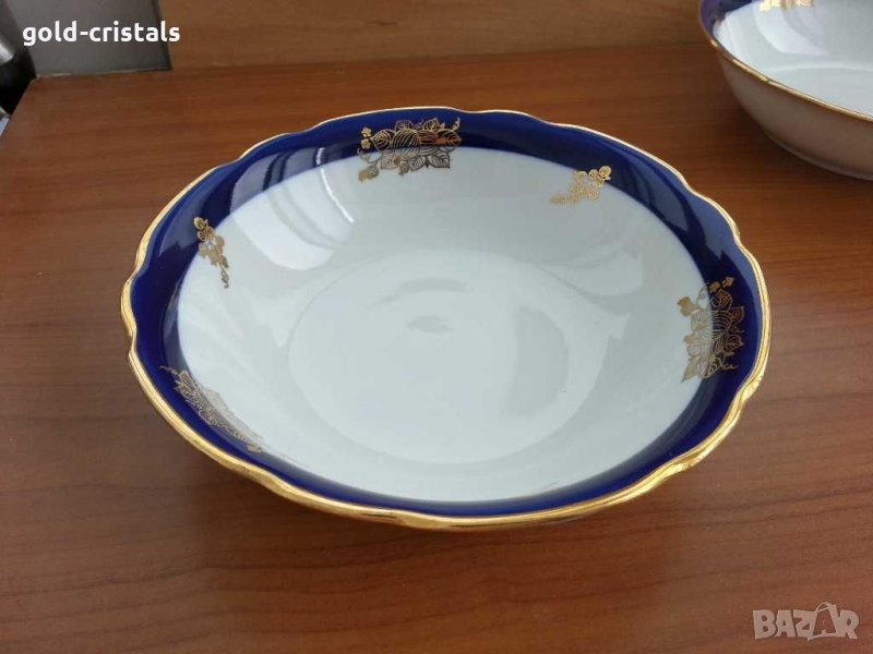Руски порцелан дулево купа кобалт и позлата, снимка 1