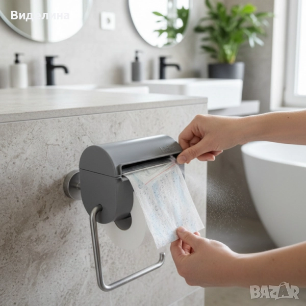 Bideo – поставка за тоалетна хартия, с функция за овлажняване, снимка 1