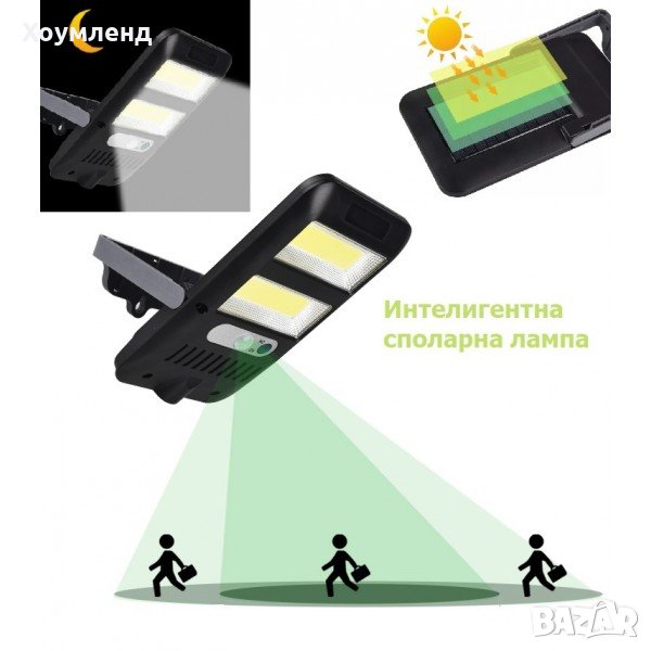 Улична соларна лампа с фотоклетка и подвижна стойка , снимка 1
