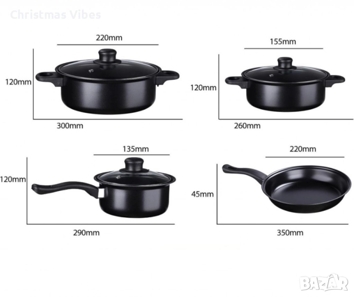 Комплект съдове за готвене от 13 части,незалепващо покритие,, снимка 1