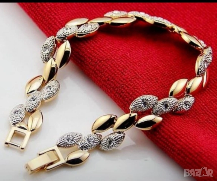 Разкошна гривна 9к попълнено злато с цирконии 20 лв., снимка 1