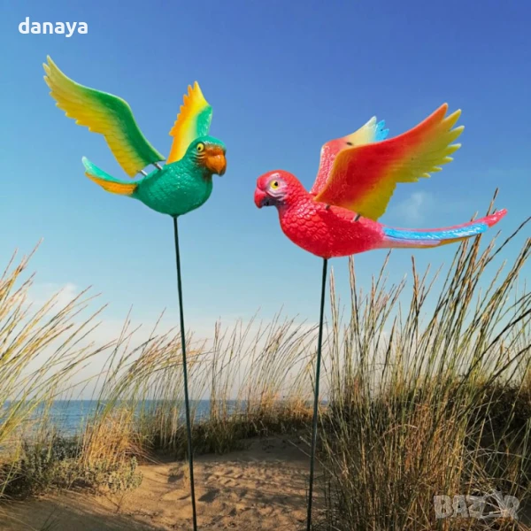 5941 Градинска декорация Папагал върху пръчка, 65 см, снимка 1