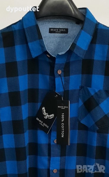 Мъжка памучна риза каре Brave soul, размери - M и L.            , снимка 1