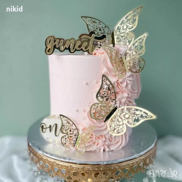 3D 12 бр pvc златни сребърни медени на дупки самозалепващи пеперуди декорация за торта стена мебел , снимка 1