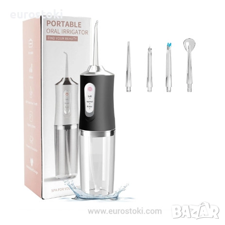 Зъбен душ AOSKYKA, безжичен иригатор за устна гигиена, 220 мл, 3 режима, 4 накрайника, снимка 1