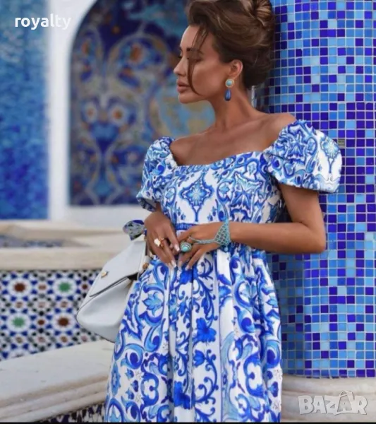 Ефирни сини дълги рокли, снимка 1