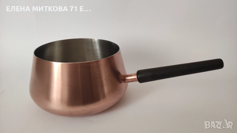 Швейцарска масивна медна касерола с хром никелово покритие вътре, снимка 1