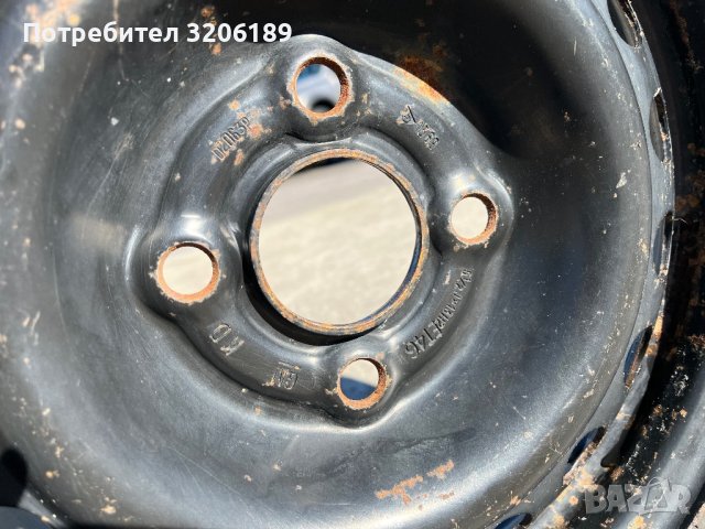 Железна джанта с гума 13 цола 4х100 за Опел, снимка 6 - Гуми и джанти - 42926405