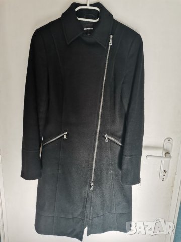 Черно дълго палто с подплата , снимка 1 - Палта, манта - 38491550