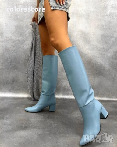 Ботуши на ток - синя кожа - BR30