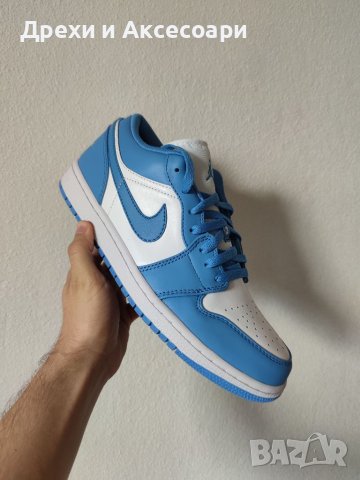 Nike Air Jordan 1 Low Blue unc university blue white обувки Маратонки Кецове номер 43 размер, снимка 10 - Маратонки - 37561071