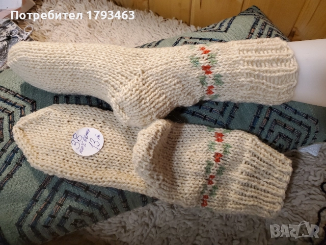 Ръчно плетени дамски чорапи от вълна. Размер 38, снимка 4 - Дамски чорапи - 51169047