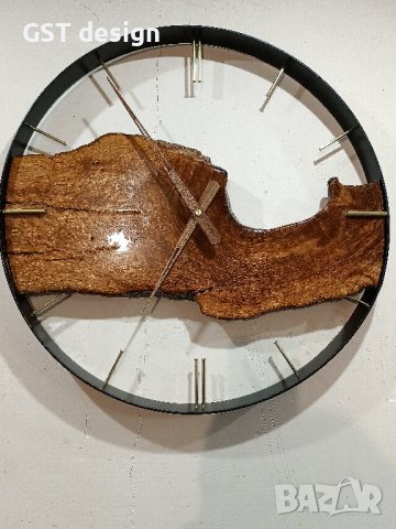 Топ Дизайнерски Рустик Голям Часовник за стена Дъб Метал Смола Ръчна изработка , снимка 4 - Стенни часовници - 40651402