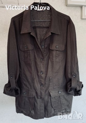 Модерно яке лен с вискоза цвят кафе,Германия, снимка 4 - Якета - 40314760