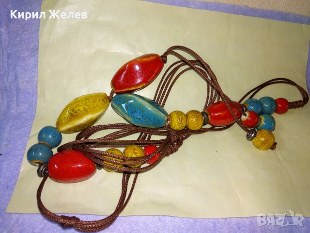 ЦВЕТНА АРТ КЕРАМИКА ВИНТИДЖ АРТ КОЛИЕ ОГЪРЛИЦА РЪЧНА ХУДОЖЕСТВЕНА ИЗРАБОТКА 34794, снимка 9 - Колиета, медальони, синджири - 39200942