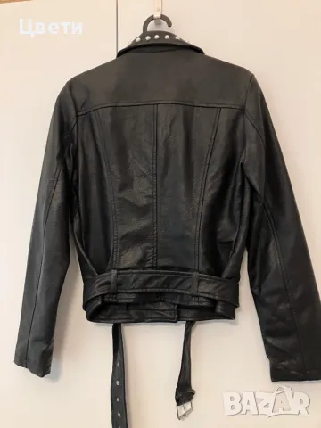 Черно еко кожа яке, снимка 2 - Якета - 47393688