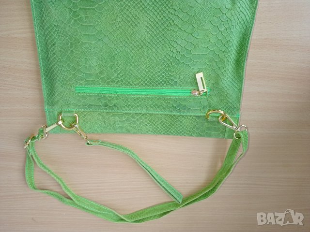 Зелена чанта клъч естествена кожа , снимка 2 - Чанти - 38888489