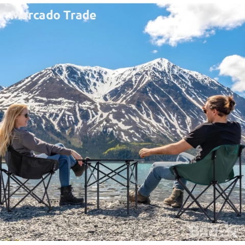 Сгъваема маса Mercado Trade, За къмпинг, градина, плаж, Черен, снимка 5 - Къмпинг мебели - 54283678