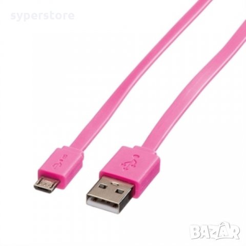 Кабел USB-A към Micro USB-B 2.0 Roline 11.02.8762 Розов 1м, USB-A to Micro USB-B M/M, снимка 2 - USB кабели - 31301397