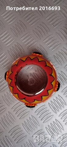 Стъклен ръчно рисуван свещник