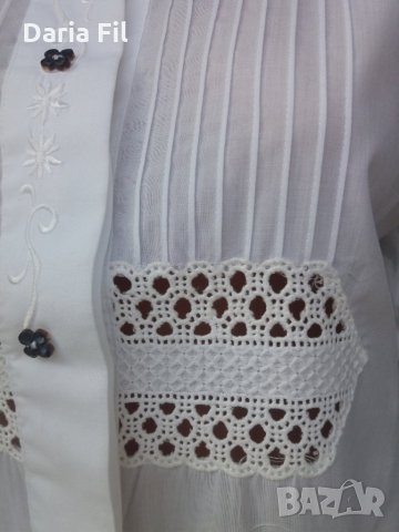 УНИКАЛНО КРАСИВА бяла риза с бродерия и дантела, снимка 5 - Ризи - 30099168
