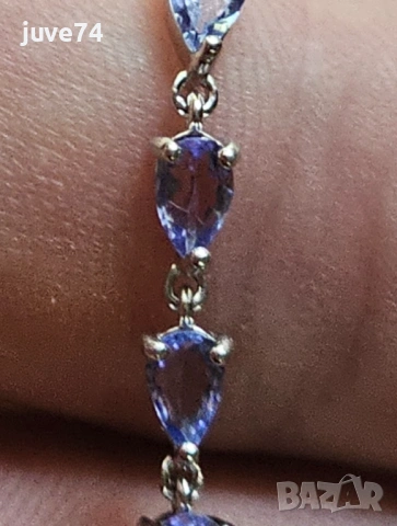 СРЕБЪРНА ГРИВНА С ТАНЗАНИТ (ТАНЗАНИЯ), снимка 7 - Гривни - 54344863