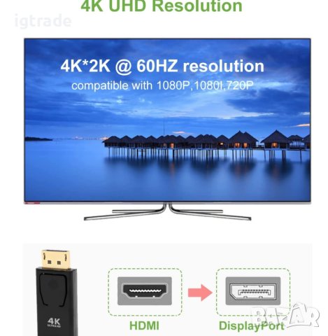 DP към HDMI адаптер - 4K 3D , снимка 6 - Други - 40375113