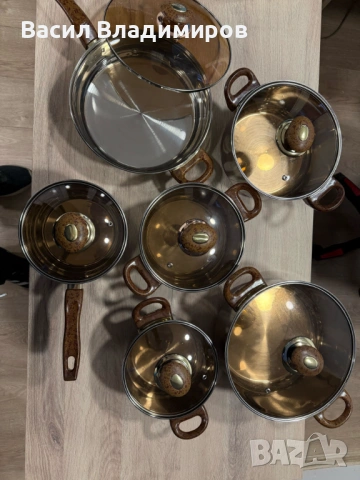 Комплект съдове за готвене от 12 части – Неръждаема стомана, равномерно нагряване и лесна поддръжка, снимка 4 - Прибори за хранене, готвене и сервиране - 53305698