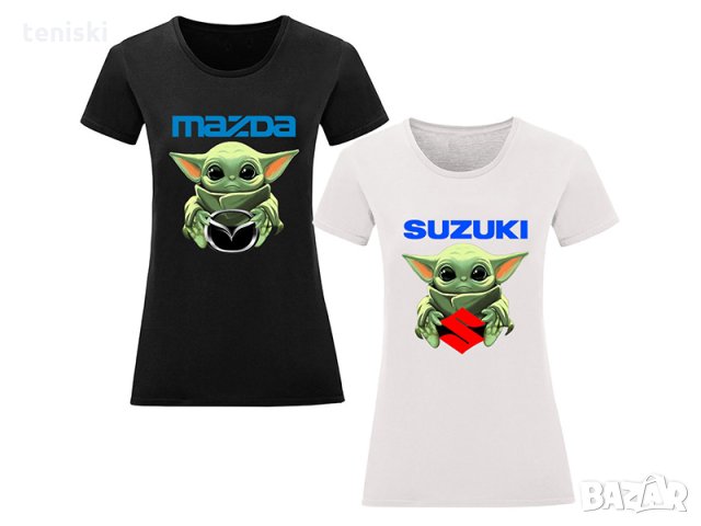  Мъжка и дамска тениска Baby Yoda Hug BMW Mercedes Subaru Pоrsche Mazda Suzuki, снимка 5 - Тениски - 28162437